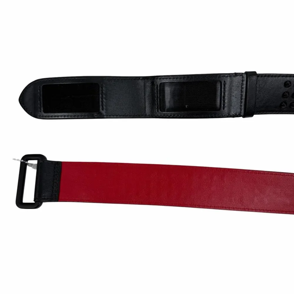 Christian Louboutin Loubi Spike Logo Leather Belt Black Men Size 95/38